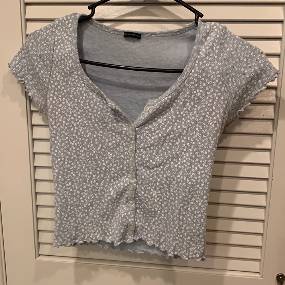 Brandy Melville Light Blue Floral Top